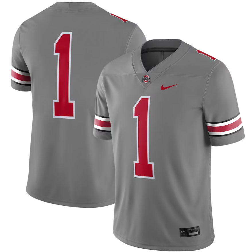 Customized Men 2023 NCAA Nike Ohio State Buckeyes 1 Nike Game Jersey SteelScarlet